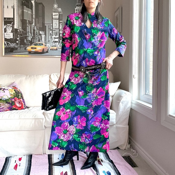 Vintage watercolour floral maxi dress - Picture 1 of 15